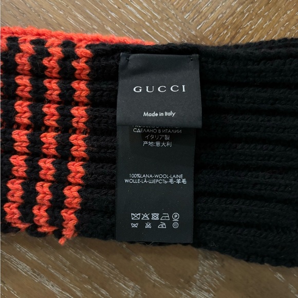 Gucci Lana Wool Scarf black and orange 112”X4” unstretched - Picture 2 of 5